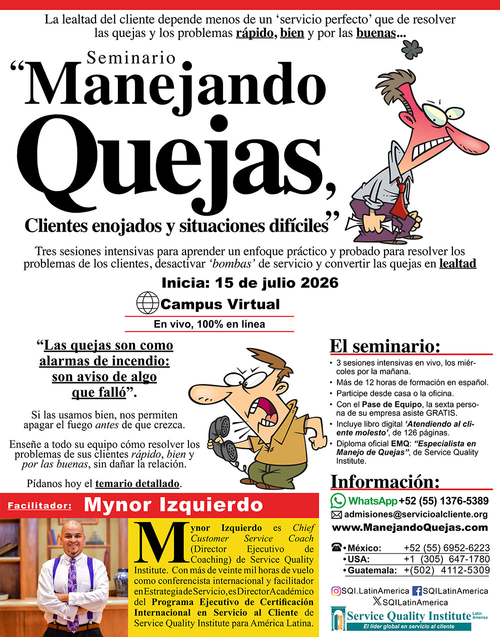 Seminario "Manejando QUEJAS, clientes ENOJADOS y situaciones DIF&Iacute;CILES"